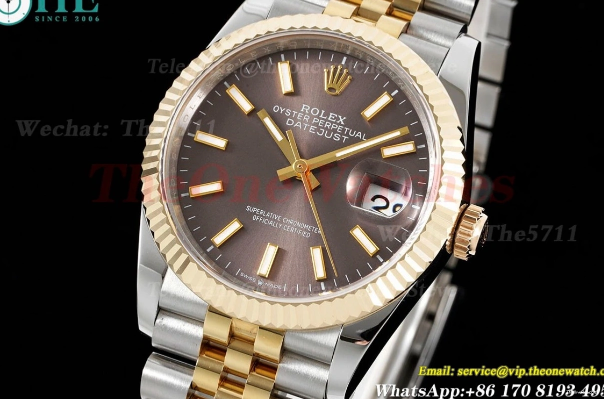 Stk Wrapped SS GMF Jub 904L Datejust A2836 Brown 126233 36MM YG 0120